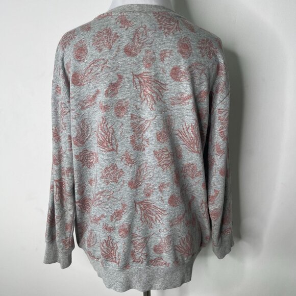 Johnny Was Women's Grey Nautical 3/4 Sleeve Floral Sweatshirt Size Small - Picture 5 of 10